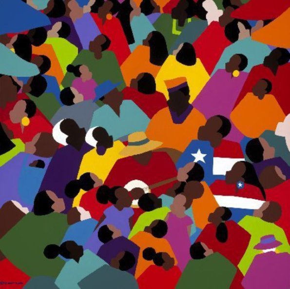 African American Juneteenth Artwork showing a crowd of Black people